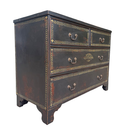 Victorian Painted Ebonised Black Mahogany Chest of Drawers - Wax Finish