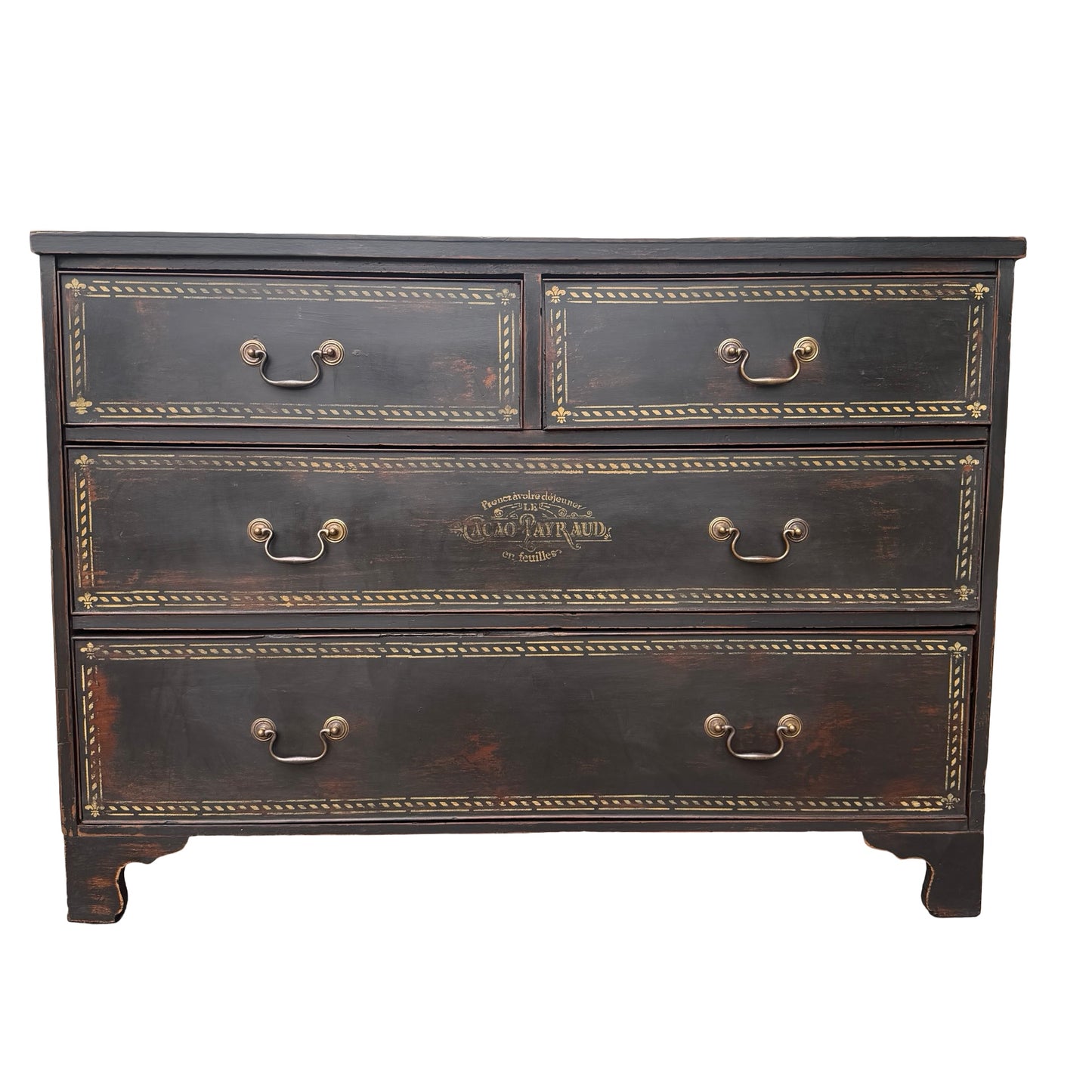 Victorian Painted Ebonised Black Mahogany Chest of Drawers - Wax Finish