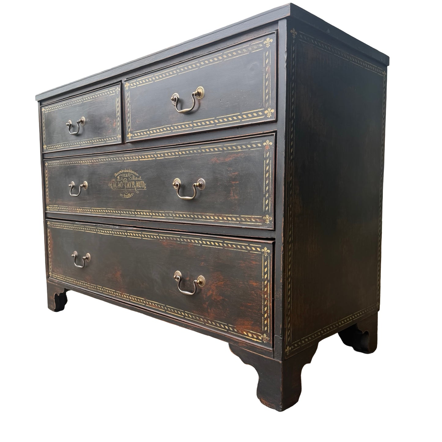 Victorian Painted Ebonised Black Mahogany Chest of Drawers - Wax Finish