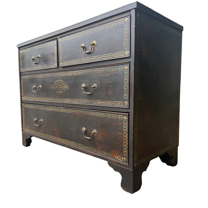 Victorian Painted Ebonised Black Mahogany Chest of Drawers - Wax Finish