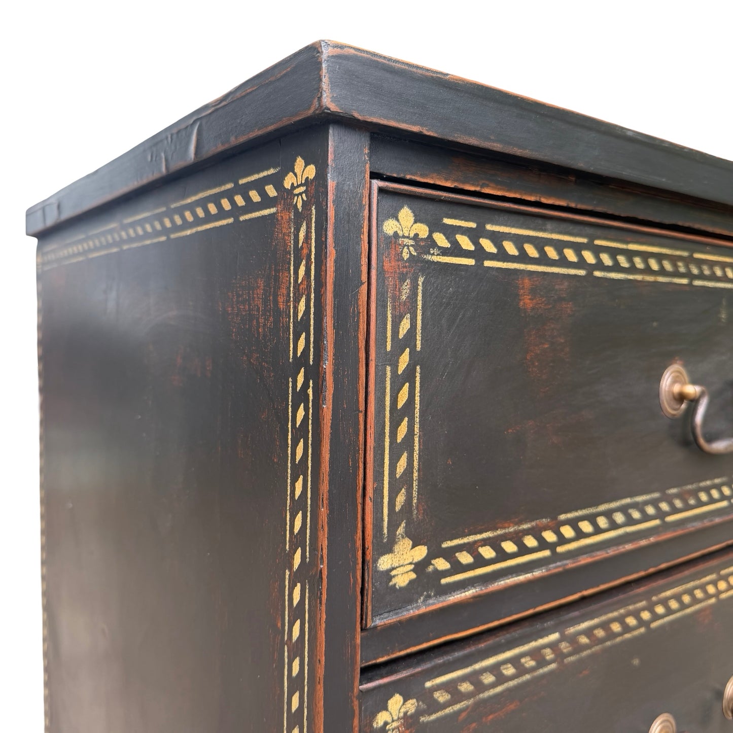 Victorian Painted Ebonised Black Mahogany Chest of Drawers - Wax Finish
