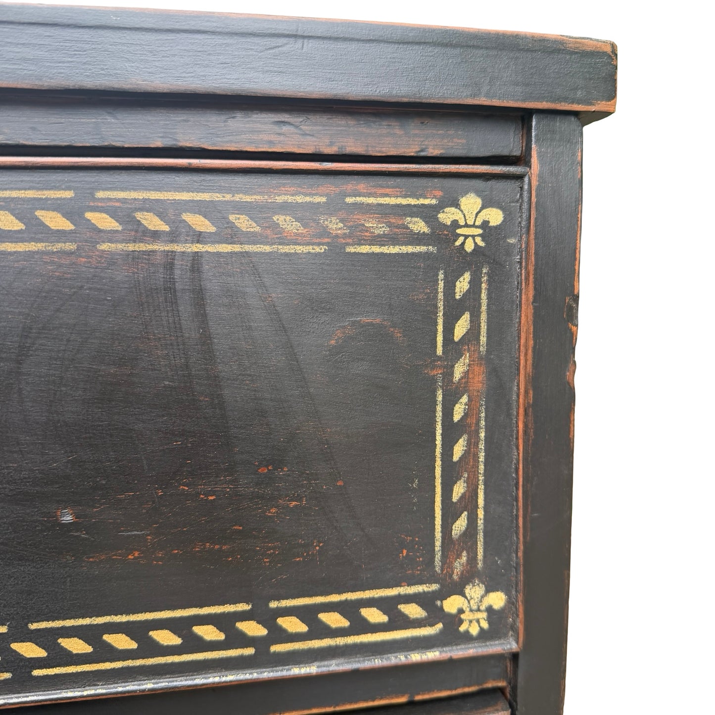 Victorian Painted Ebonised Black Mahogany Chest of Drawers - Wax Finish