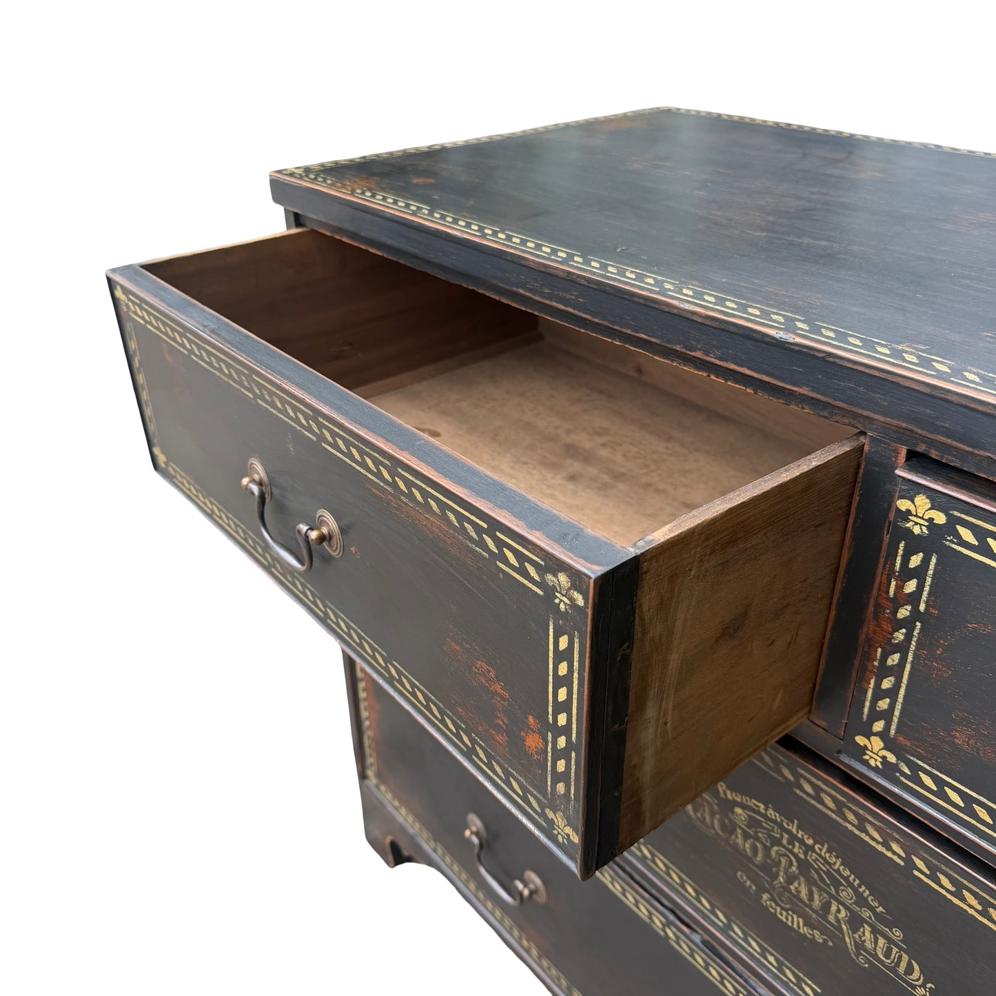Victorian Painted Ebonised Black Mahogany Chest of Drawers - Wax Finish