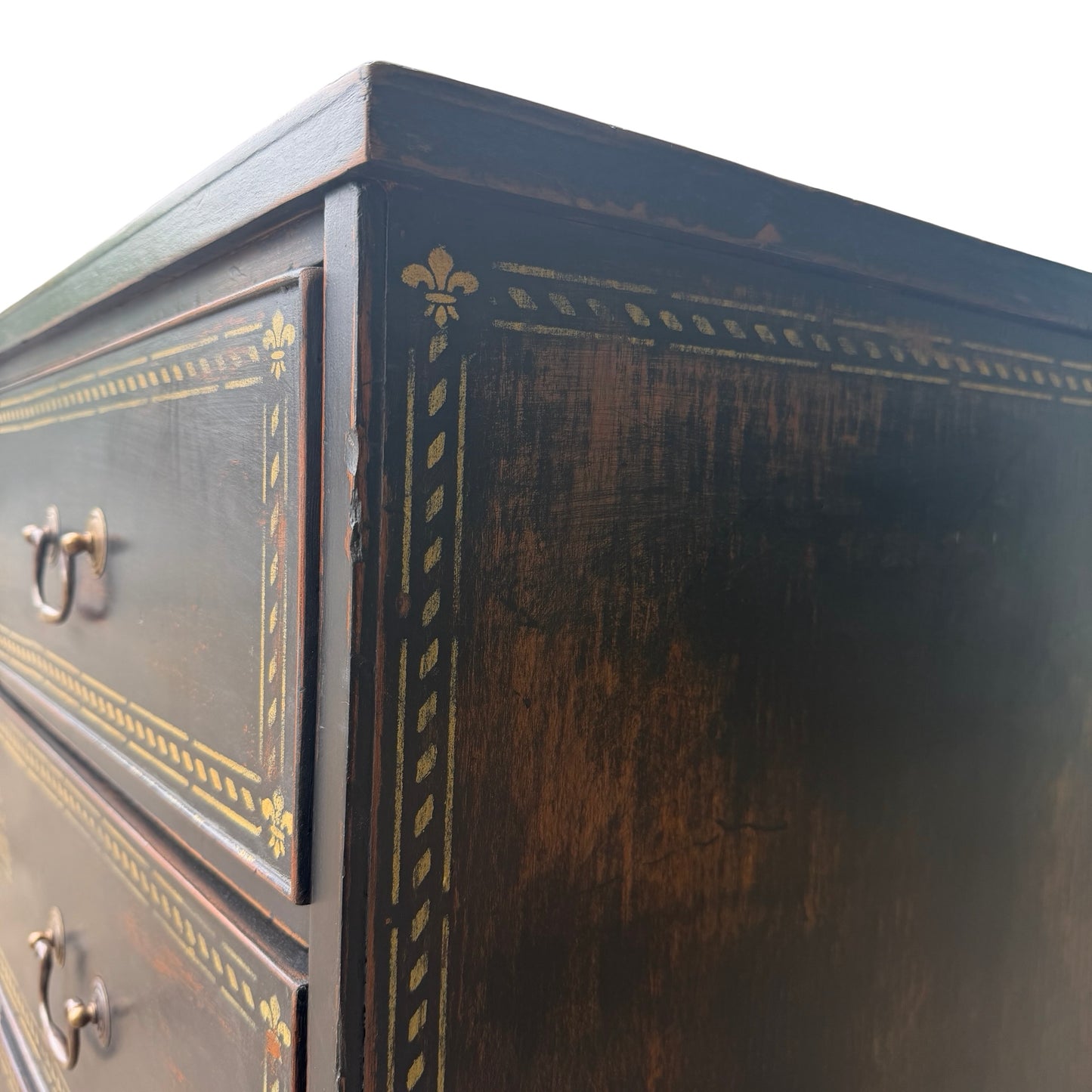 Victorian Painted Ebonised Black Mahogany Chest of Drawers - Wax Finish