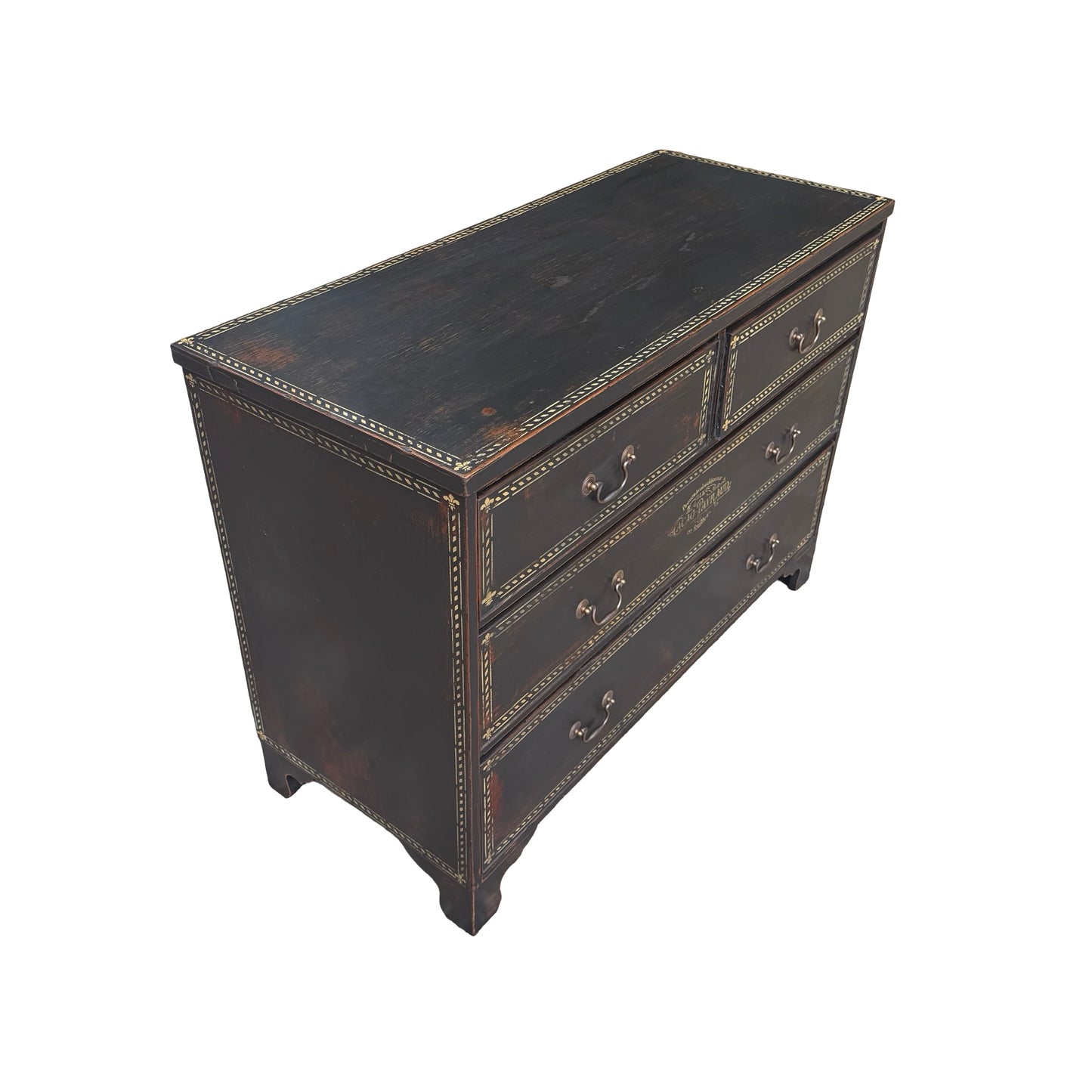 Victorian Painted Ebonised Black Mahogany Chest of Drawers - Wax Finish