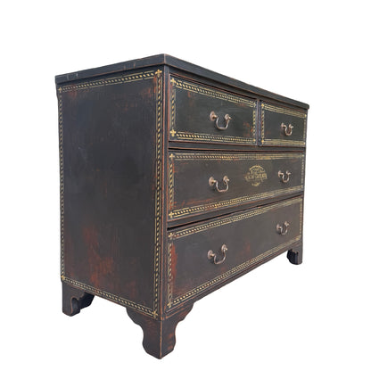 Victorian Painted Ebonised Black Mahogany Chest of Drawers - Wax Finish