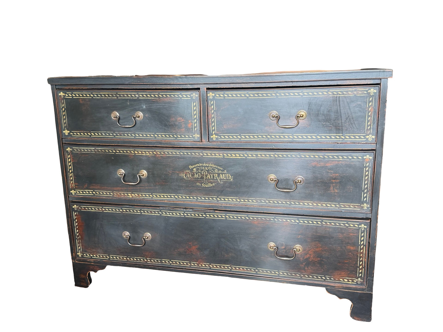 Victorian Painted Ebonised Black Mahogany Chest of Drawers - Wax Finish