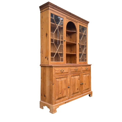 Large Vintage Large Pine Kitchen Farmhouse Dresser - Two Piece Cabinet