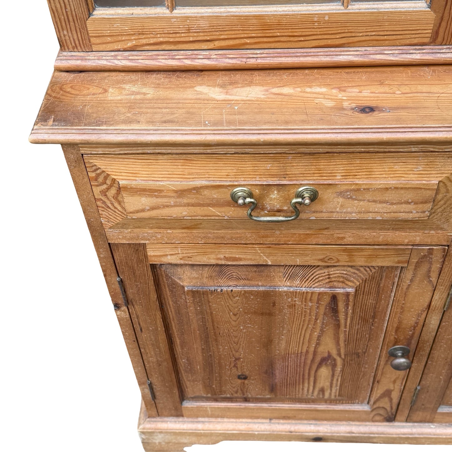 Large Vintage Large Pine Kitchen Farmhouse Dresser - Two Piece Cabinet