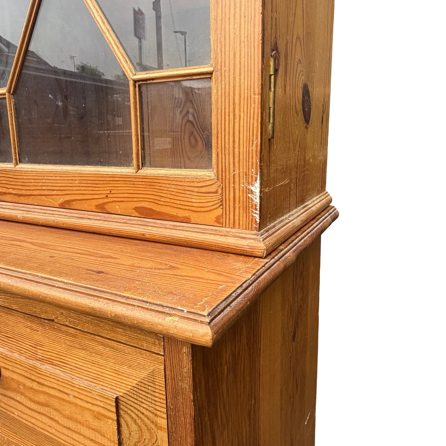 Large Vintage Large Pine Kitchen Farmhouse Dresser - Two Piece Cabinet