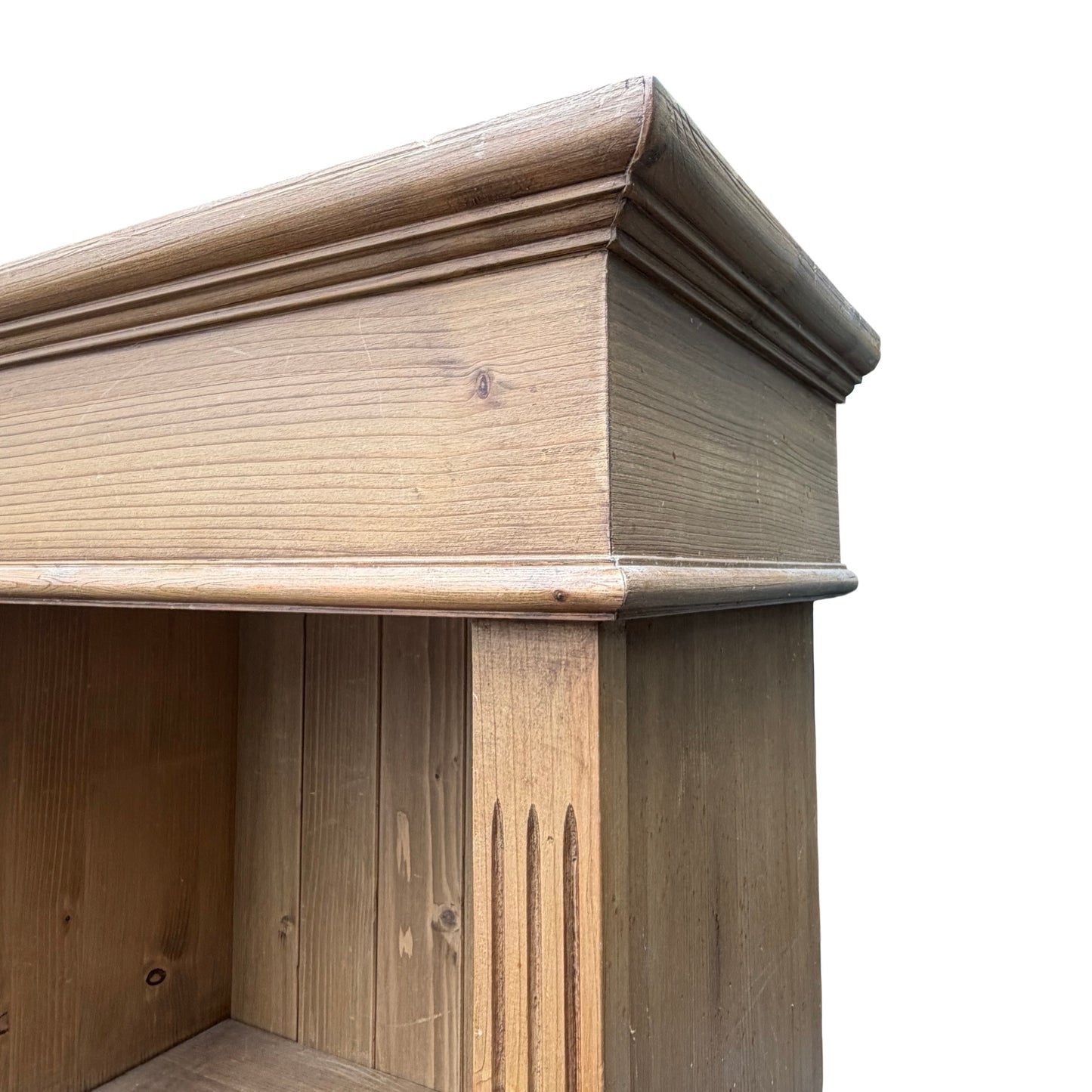 Slim Vintage Solid Pine Open Bookcase - Narrow Alcove Shelving