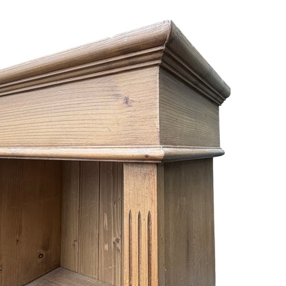 Slim Vintage Solid Pine Open Bookcase - Narrow Alcove Shelving