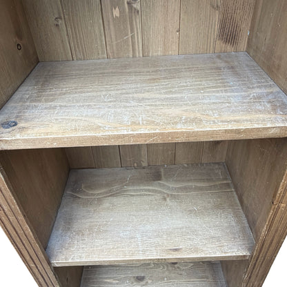 Slim Vintage Solid Pine Open Bookcase - Narrow Alcove Shelving
