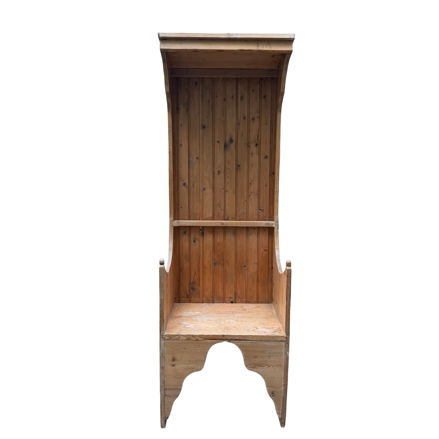 Antique Style Solid Pine Porters Chair - Hooded Hallway Seat