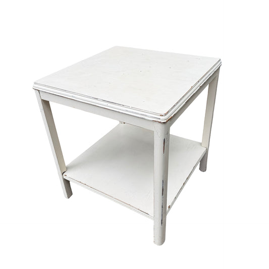 Remploy Distressed White Painted Two Tier Side Table - Coffee Table