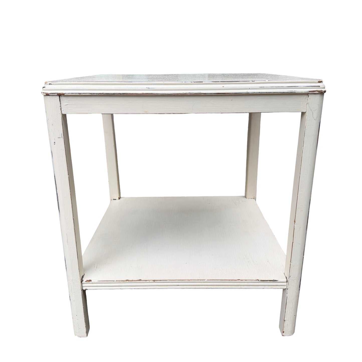 Remploy Distressed White Painted Two Tier Side Table - Coffee Table