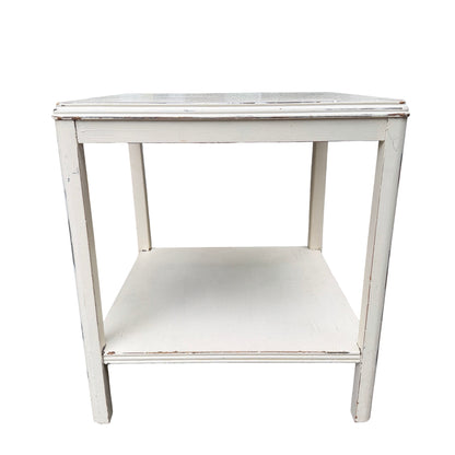 Remploy Distressed White Painted Two Tier Side Table - Coffee Table