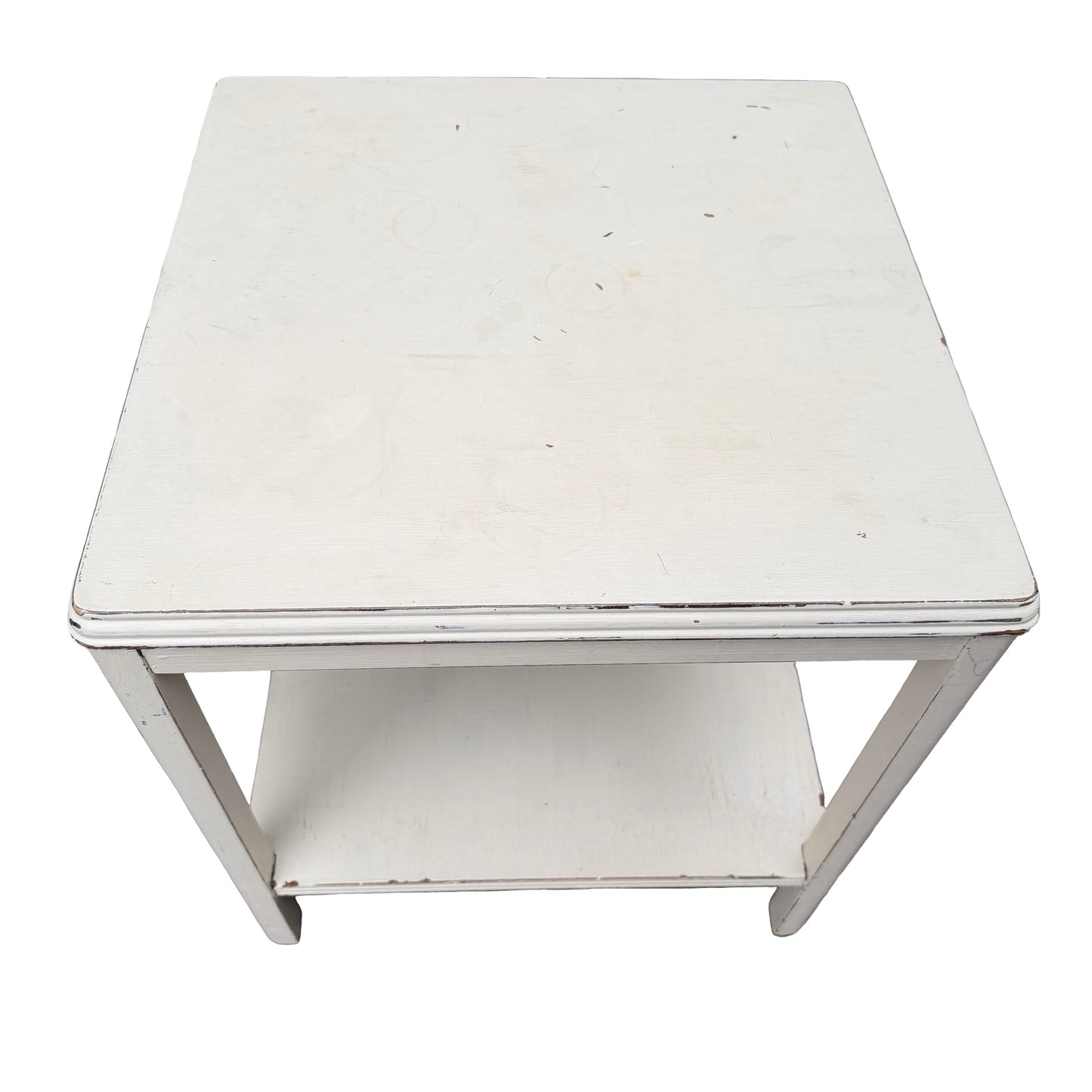 Remploy Distressed White Painted Two Tier Side Table - Coffee Table