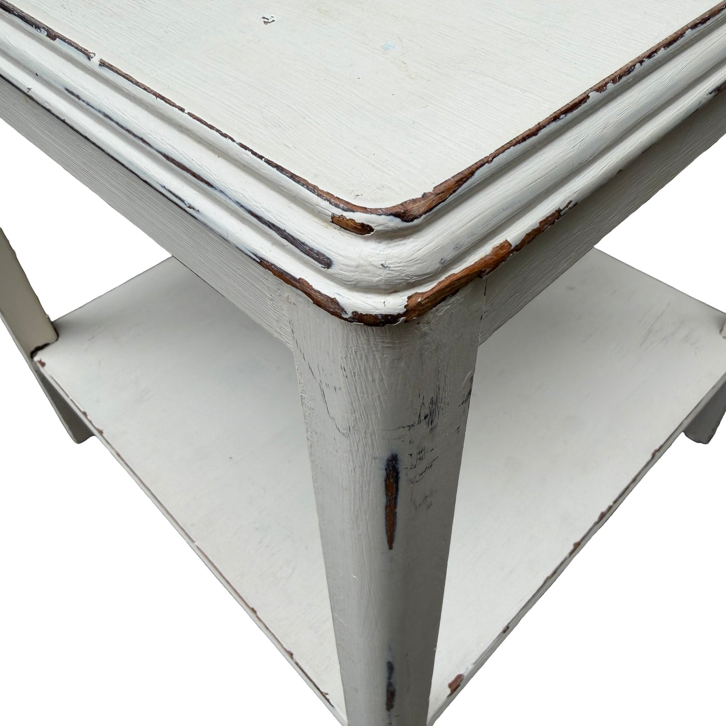 Remploy Distressed White Painted Two Tier Side Table - Coffee Table
