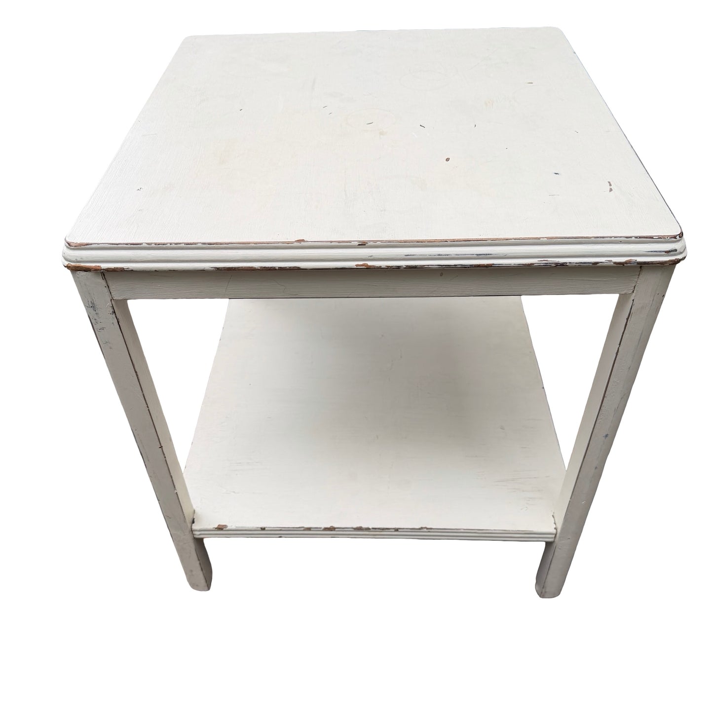 Remploy Distressed White Painted Two Tier Side Table - Coffee Table