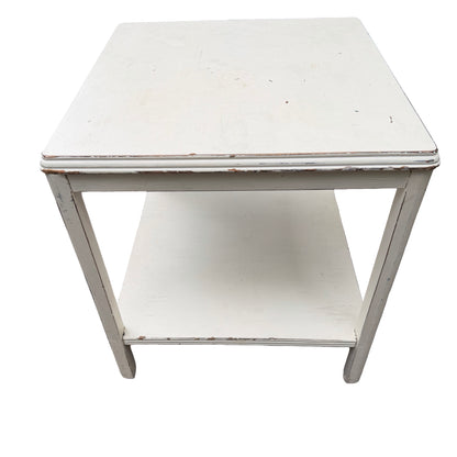 Remploy Distressed White Painted Two Tier Side Table - Coffee Table
