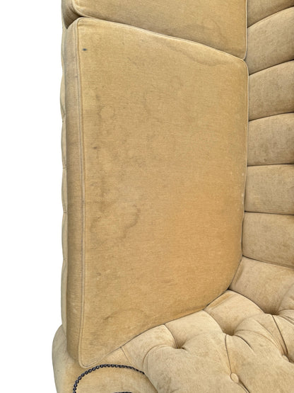 Vintage Mustard Fabric Chesterfield Sofa - Deep Buttoned 3 Seater