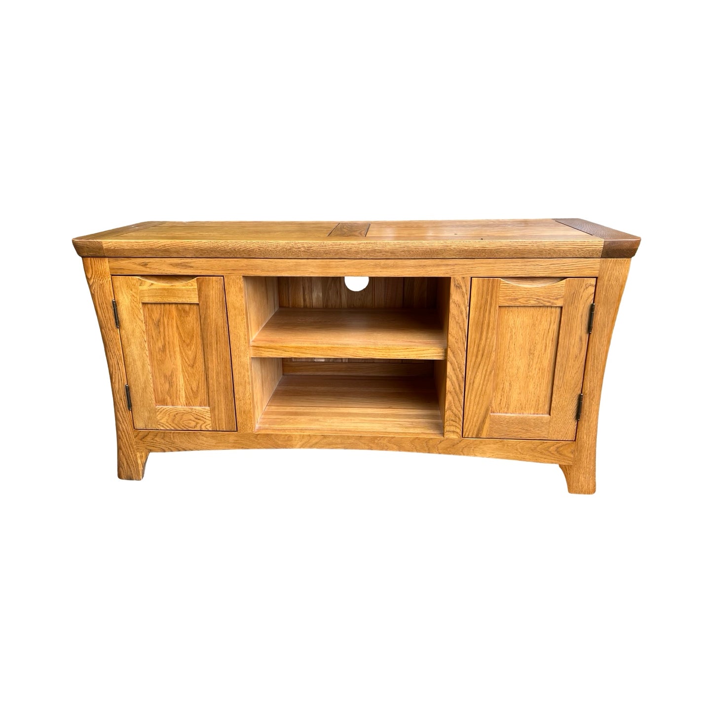 Oak Furnitureland Solid Oak TV Media Unit - Bevel Cabinet 120cm