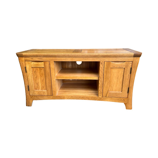 Oak Furnitureland Solid Oak TV Media Unit - Bevel Cabinet 120cm