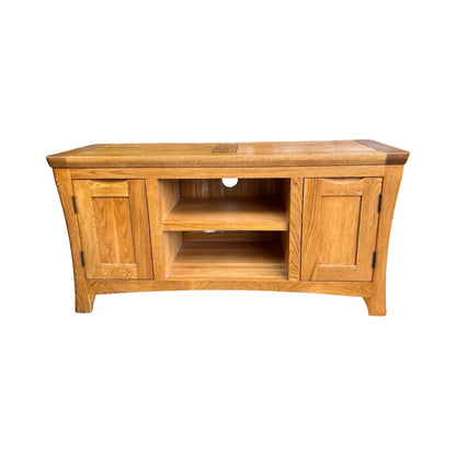 Oak Furnitureland Solid Oak TV Media Unit - Bevel Cabinet 120cm