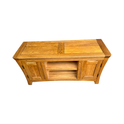 Oak Furnitureland Solid Oak TV Media Unit - Bevel Cabinet 120cm