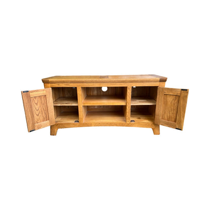 Oak Furnitureland Solid Oak TV Media Unit - Bevel Cabinet 120cm