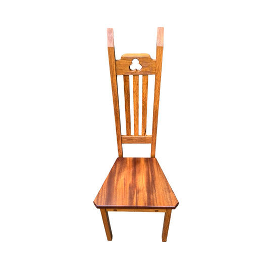 Contemporary High Back Oak Dining Chair - Gothic Style Statement