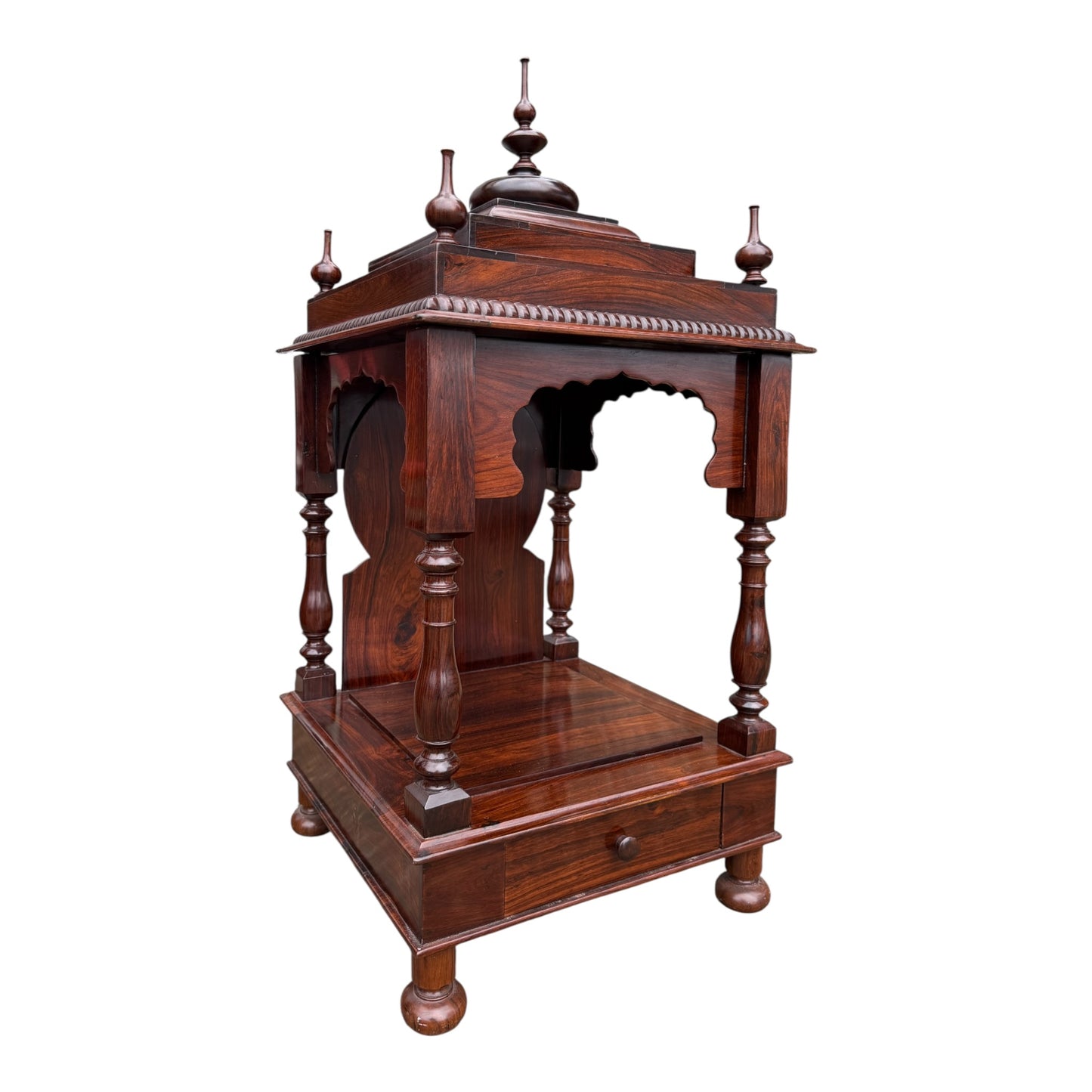 Vintage Indian Solid Hardwood Mandir Temple Shrine Cabinet / Carved Home Altar