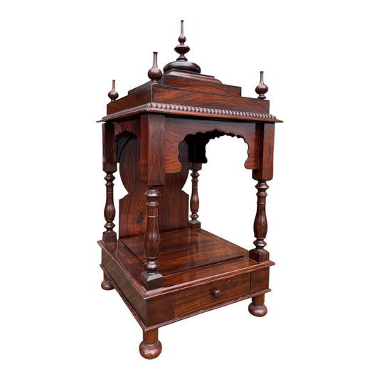 Vintage Indian Solid Hardwood Mandir Temple Shrine Cabinet / Carved Home Altar