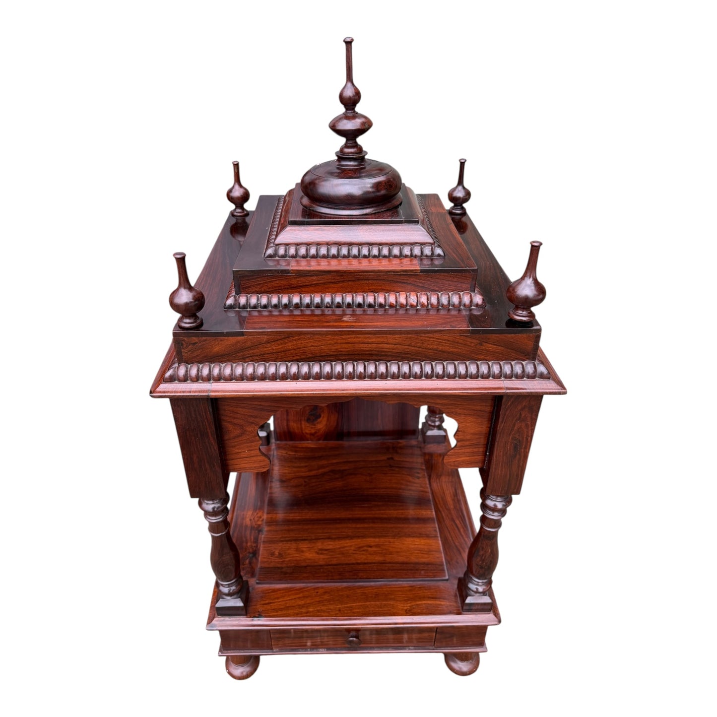 Vintage Indian Solid Hardwood Mandir Temple Shrine Cabinet / Carved Home Altar