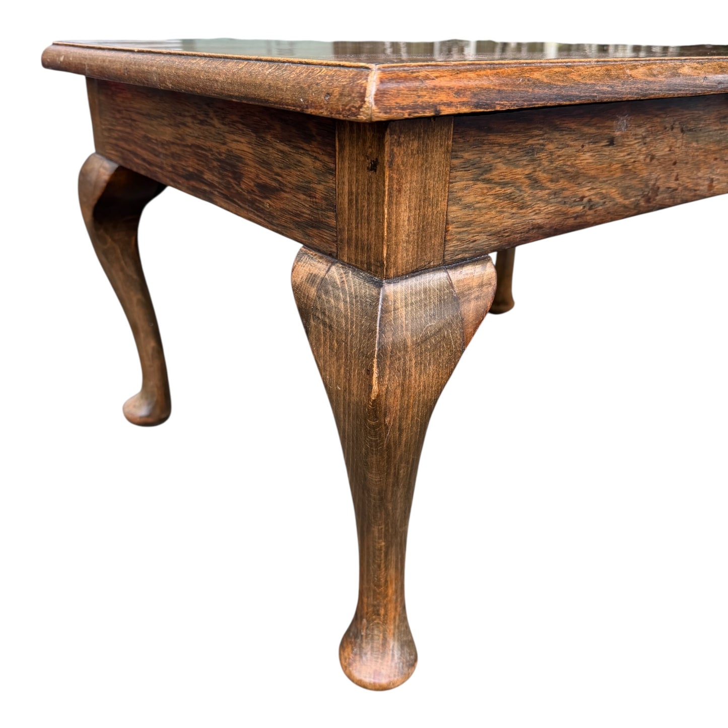 Vintage Solid Oak Coffee Table on Cabriole Legs – Queen Anne Style