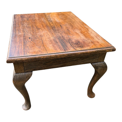 Vintage Solid Oak Coffee Table on Cabriole Legs – Queen Anne Style