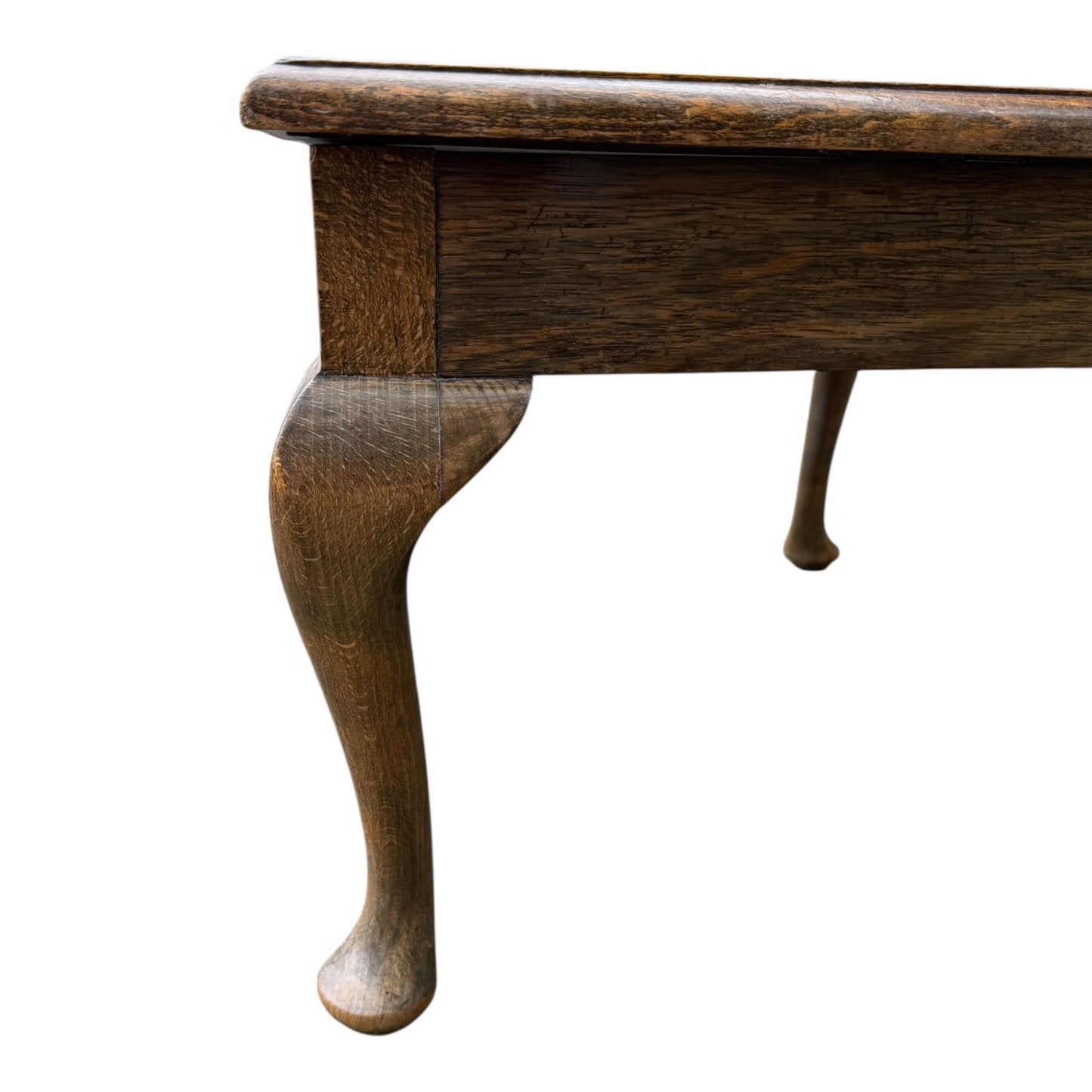 Vintage Solid Oak Coffee Table on Cabriole Legs – Queen Anne Style