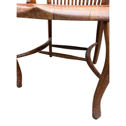 Edwardian Arts & Crafts Solid Oak Armchair – Antique Slat Back Desk / Occasional Chair