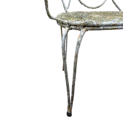 Antique French Wrought Iron Garden Bench – Victorian Style Scrollwork Metal Patio Seat
