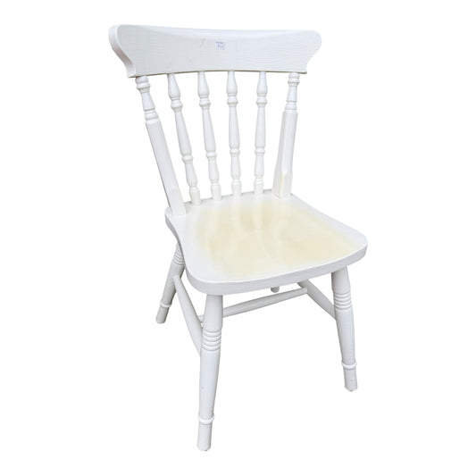 Contemporary Farmhouse Painted Wooden Dining Chair – White Spindle Back Kitchen Chair