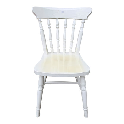 Contemporary Farmhouse Painted Wooden Dining Chair – White Spindle Back Kitchen Chair