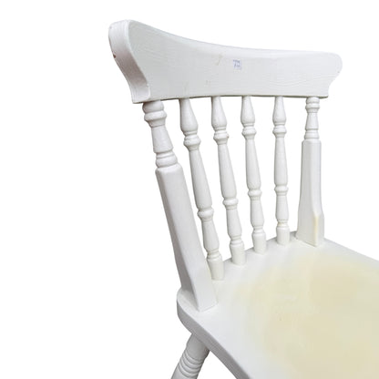 Contemporary Farmhouse Painted Wooden Dining Chair – White Spindle Back Kitchen Chair