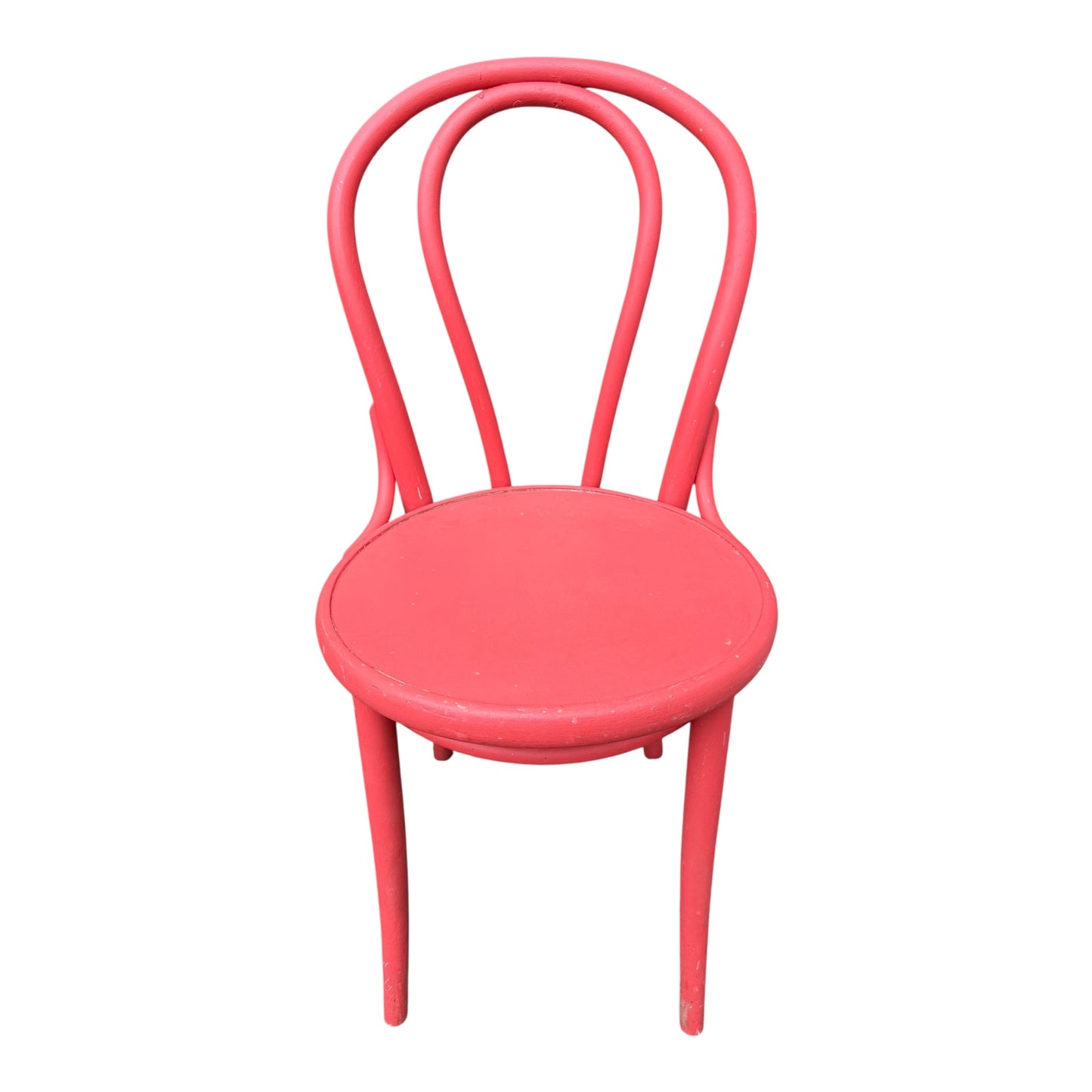 Pair of Red Bentwood Bistro Chairs – Vintage Style Painted Café Dining Chairs