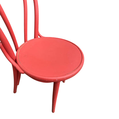 Pair of Red Bentwood Bistro Chairs – Vintage Style Painted Café Dining Chairs
