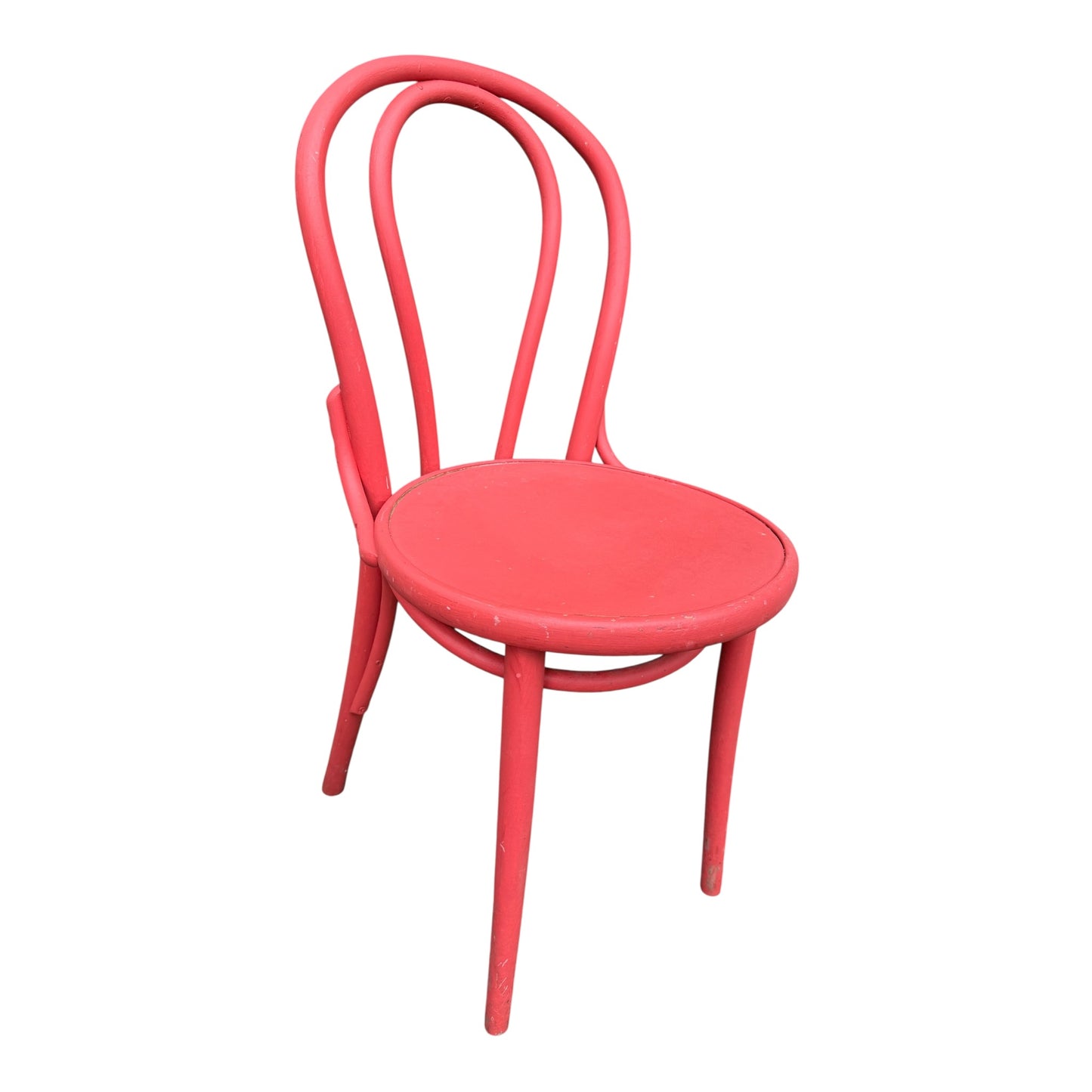 Pair of Red Bentwood Bistro Chairs – Vintage Style Painted Café Dining Chairs
