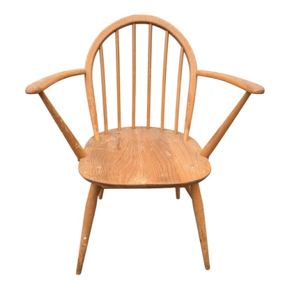 Ercol Windsor Armchair – Mid Century Elm & Beech Seat Stick Back Chair
