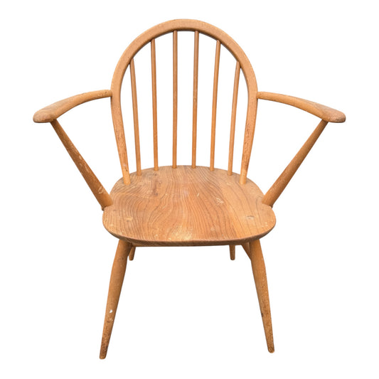Ercol Windsor Armchair – Mid Century Elm & Beech Seat Stick Back Chair