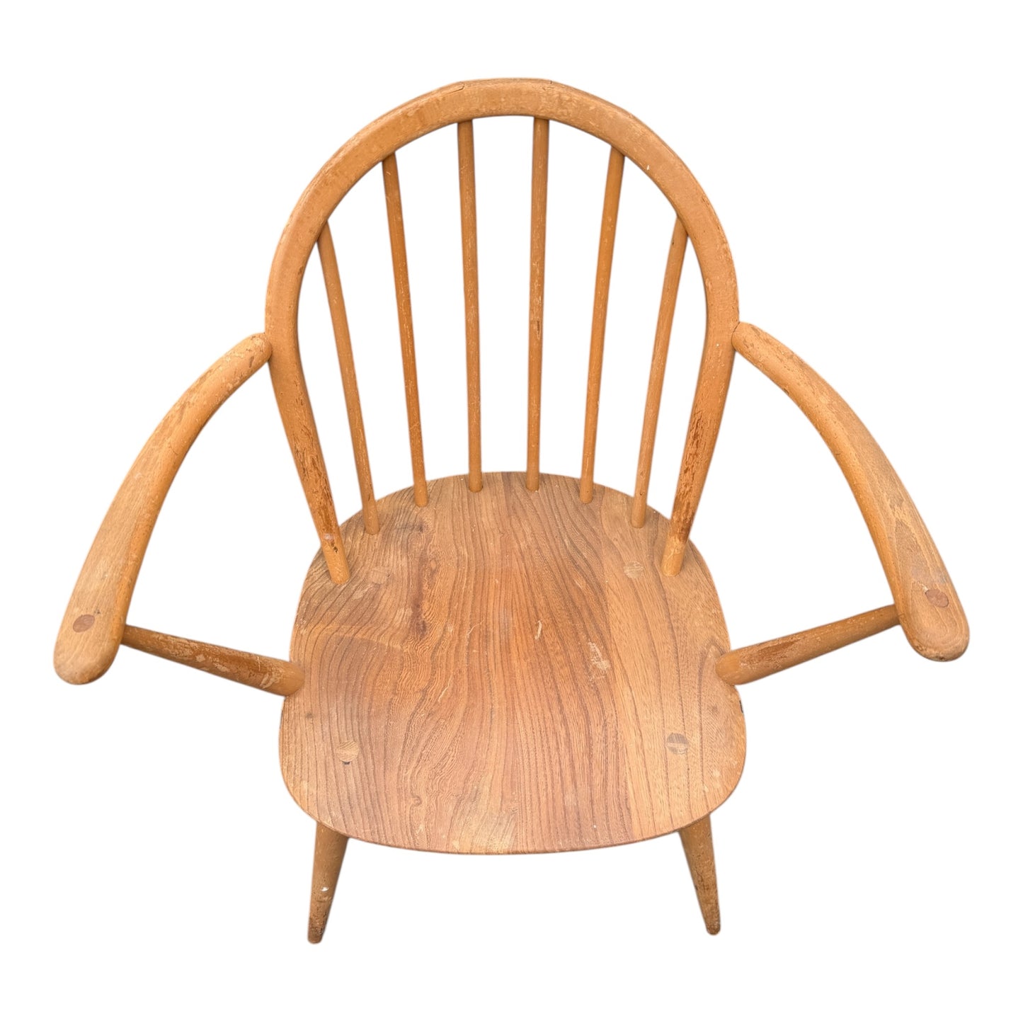 Ercol Windsor Armchair – Mid Century Elm & Beech Seat Stick Back Chair