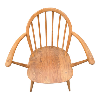 Ercol Windsor Armchair – Mid Century Elm & Beech Seat Stick Back Chair